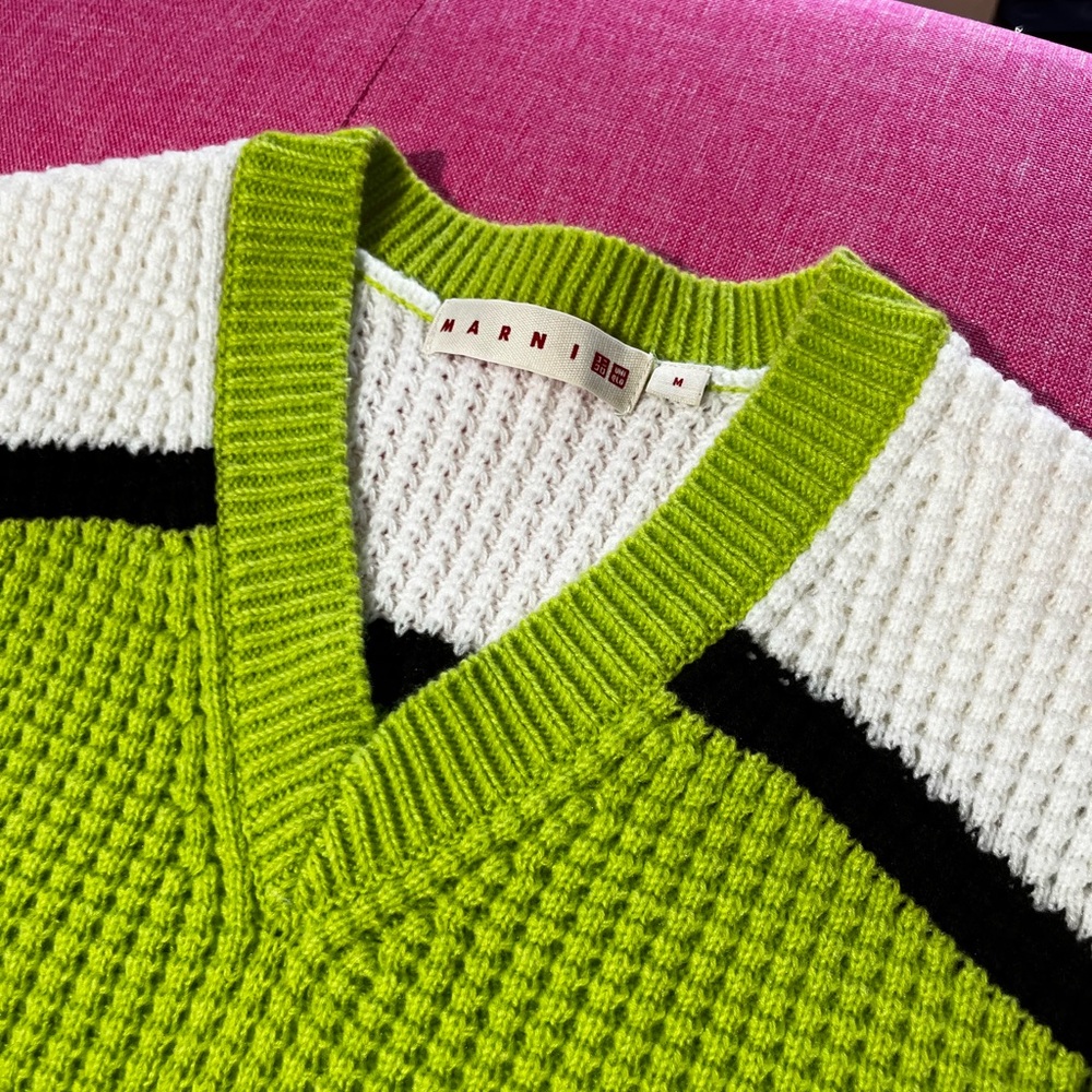 MARNI x UNIQLO LIME GREEN & CREAM SWEATER VEST